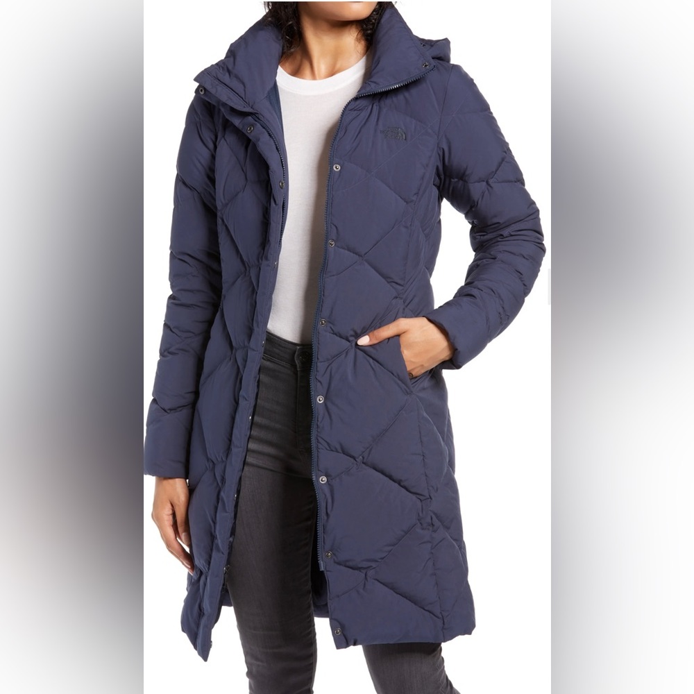 North Face Miss Metro II Water Repellant Hooded Parka - Navy XXL